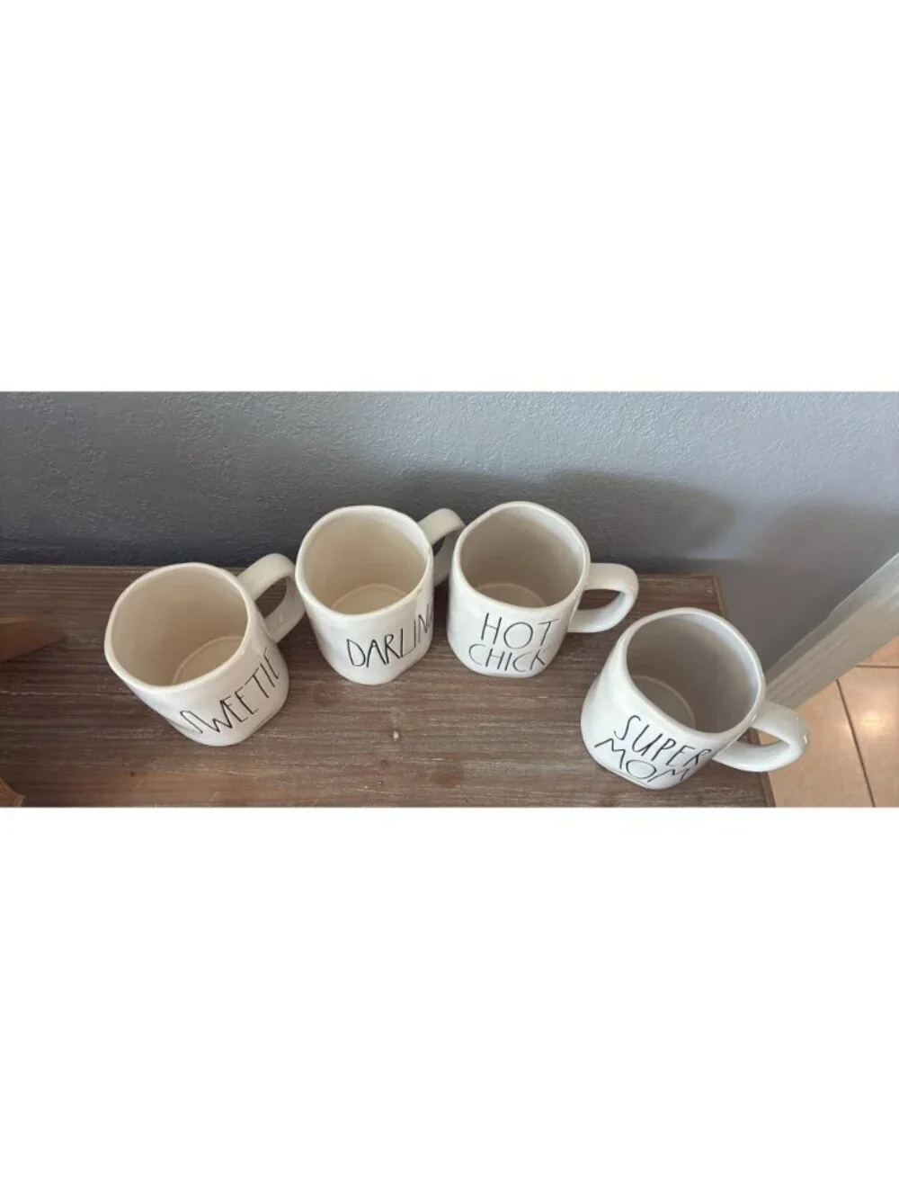 Rae Dunn Artisan Coffee Mugs Set Of 4 Sweetie Darling Hot Chick Super Mom